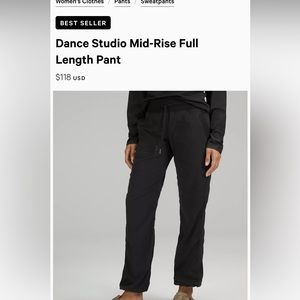 Lululemon Dance Studio Mid-Rise Full Length Pant